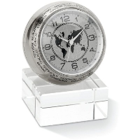 Analogue Desk Clock In Shiny Silver