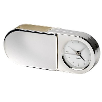 Aurelia Metal Folding Travel Alarm Clock In Silver