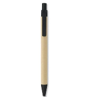 Biodegradable Plastic & Recyclable Paper Barrel Ball Pen In Black