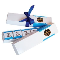 Box Containing 10 X 5G Personalised Belgian Chocolate With Colour Ribbon