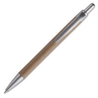 Card Barrel Push Ball Pen In Matt Silver