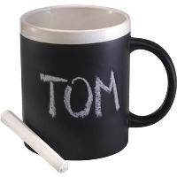 Ceramic Pottery Mug With Chalk In Black & White