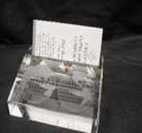 Crystal Business Card Desk Holder Stand With 3D Laser Engraved Image & Logo Set In Glass