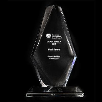 Crystal Facetted Diamond Shape Award With Flat Top