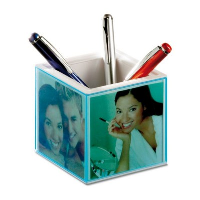 Cubic Ball Pen Holder In Translucent Blue