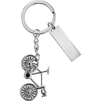 Cyclist Metal Keyring In Silver