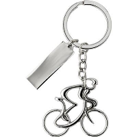 Cyclist Metal Keyring In Silver