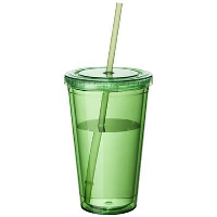 Cyclone Thermal Insulated Tumbler And Straw In Clear Transparent Green