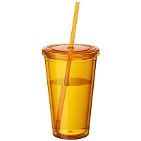 Cyclone Thermal Insulated Tumbler And Straw In Clear Transparent Orange