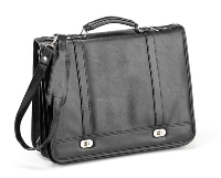 Falcon Faux Leather Flapover Messenger Briefcase In Black