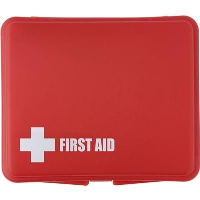First Aid Kit In Plastic Box In Red