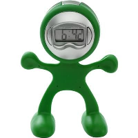Flexi Man Plastic Alarm Clock In Light Green