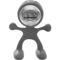 Flexi Man Plastic Alarm Clock In Light Grey