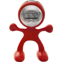 Flexi Man Plastic Alarm Clock In Red