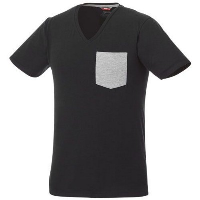 Gully Short Sleeve Mens Pocket T-Shirt In Black Solid-Sport Grey
