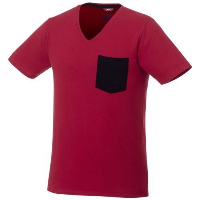 Gully Short Sleeve Mens Pocket T-Shirt In Dark Red-Navy