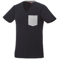 Gully Short Sleeve Mens Pocket T-Shirt In Navy-Sport Grey