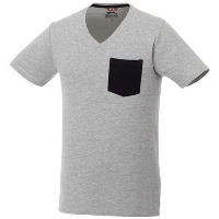 Gully Short Sleeve Mens Pocket T-Shirt In Sports Grey-Navy