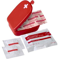 Handy Size First Aid Kit In Red Plastic Case