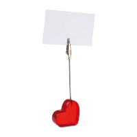 Heart Shape Desk Memo Holder Clip In Translucent Red