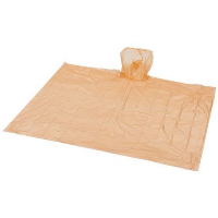 Huko Disposable Rain Poncho With Pouch In Clear Transparent Orange
