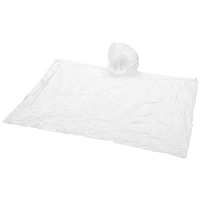 Huko Disposable Rain Poncho With Pouch In Clear Transparent White