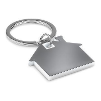 Imba House Shape Stainless Steel Metal And Abs Plastic Keyring In White