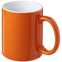 Java 330 Ml Ceramic Pottery Mug In Orange-White Solid