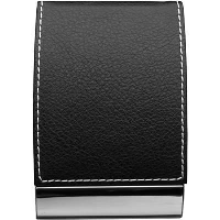Metal & Pu Business Card Holder In Black
