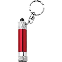 Metal Keyring Torch Light In Red & Silver