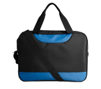 Microfibre Document Bag With Shoulder Strap In Black & Blue