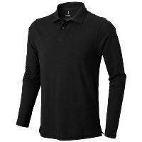 Oakville Long Sleeve Polo In Black Solid