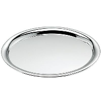 Oval Silver Chrome Metal Serving Tray