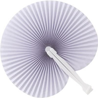 Paper Hand Held Fan With Plastic Handle In White