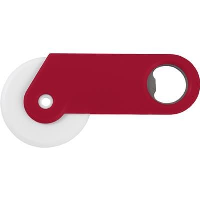Plastic Pizza Cutter And Bottle Opener In Red