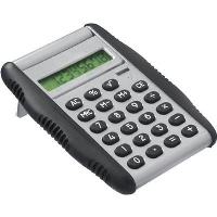 Pocket Auto Open Calculator In Silver With Black Rubber Trim