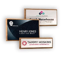 Real Wood Framed Name Badge