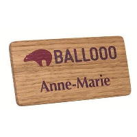 Real Wood Personalised Name Badge Printed