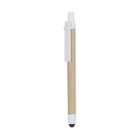 Recycled Card Touch Screen Stylus Ball Pen In White