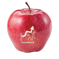 Red Apple With Printed Logo
