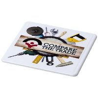 Renzo Square Plastic Coaster In White Solid