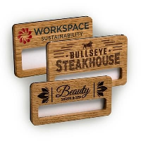 Reusable Wood Faced Window Badge Engraved