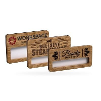 Reusable Wood Faced Window Badge Printed