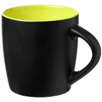 Riviera 340 Ml Ceramic Pottery Mug In Black Solid-Lime