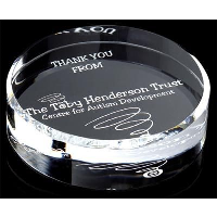 Round Crystal Paperweight With Bevelled Edge 70Mm