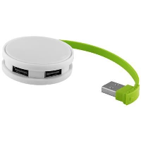Round Usb Hub In White Solid-Lime Green