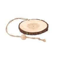 Round Wood Decoration Hanger With Bark Edging & Cord