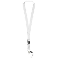 Sagan Lanyard With Detachable Buckle, Mobile Phone Holder In White Solid