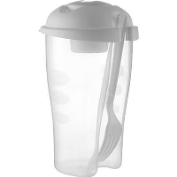 Salad Container In White Includes Small Cup & Fork