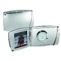 Shell Metal Desk Clock & Photo Frame